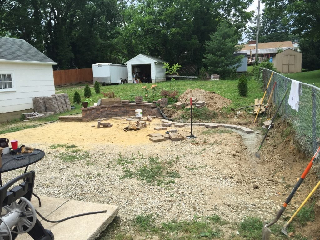 Home Improvement in Catonsville, MD 1 Backyard paver patio in Catonsville, MD, before - Maryland Home Improvement Company
