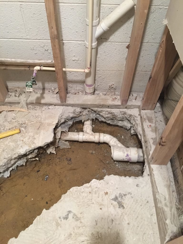 Basement bathroom in Columbia, MD, before - Maryland Home Improvement Company