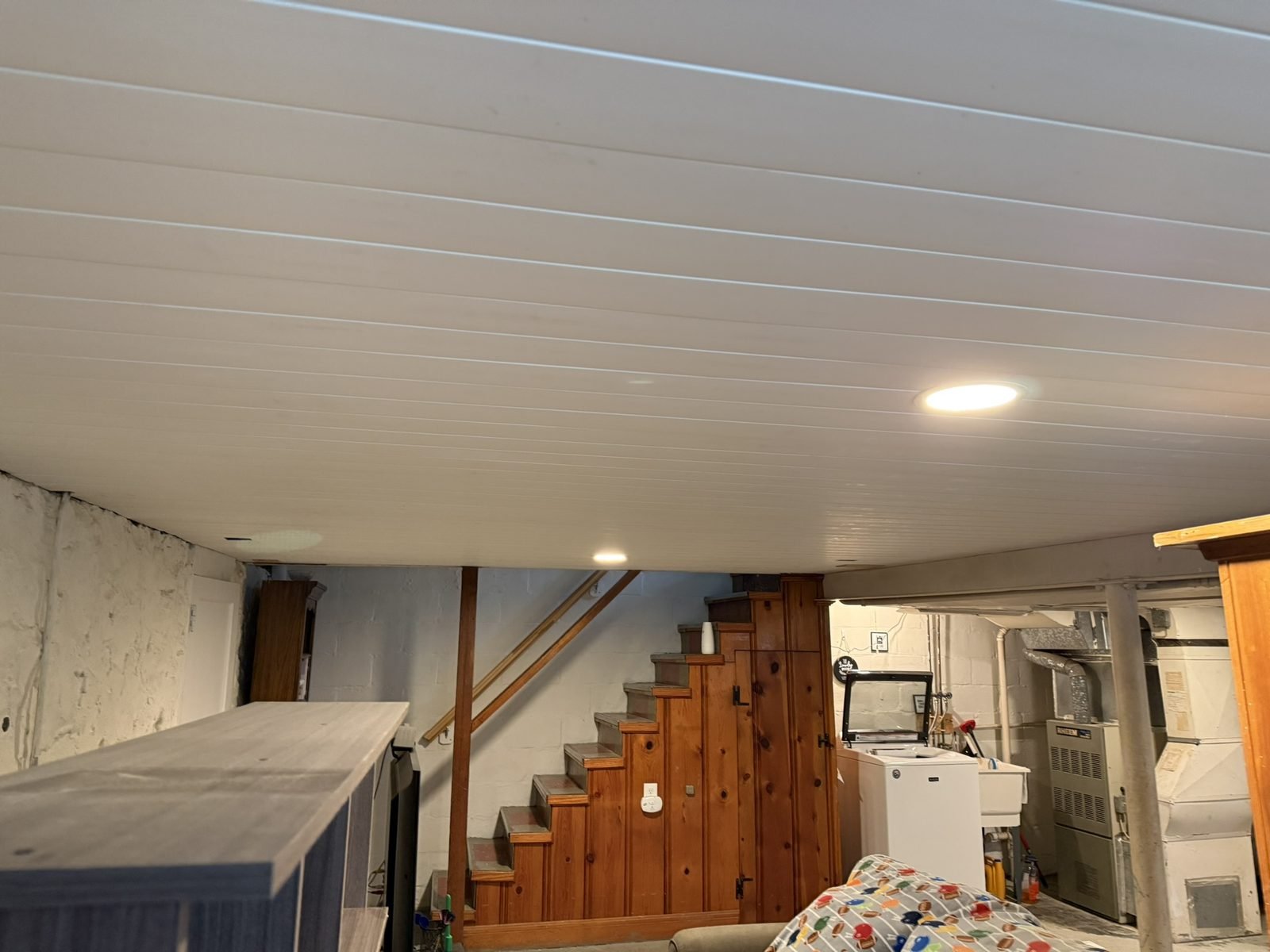 Home Improvement in Catonsville, MD 10 Basement shiplap ceiling in Catonsville, MD, after - Maryland Home Improvement Company