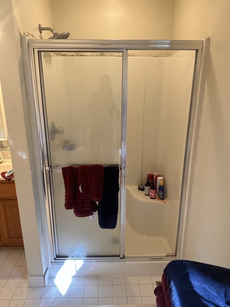 Home Improvement in Carroll County, MD 1 Walk-in shower in Westminster, MD, before - Maryland Home Improvement Company