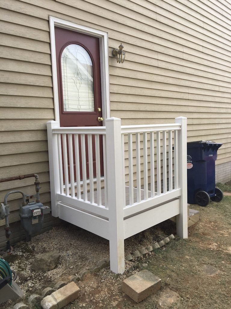 Home Improvement in Carroll County, MD 4 Side door landing and railing in Eldersburg, MD, after - Maryland Home Improvement Company