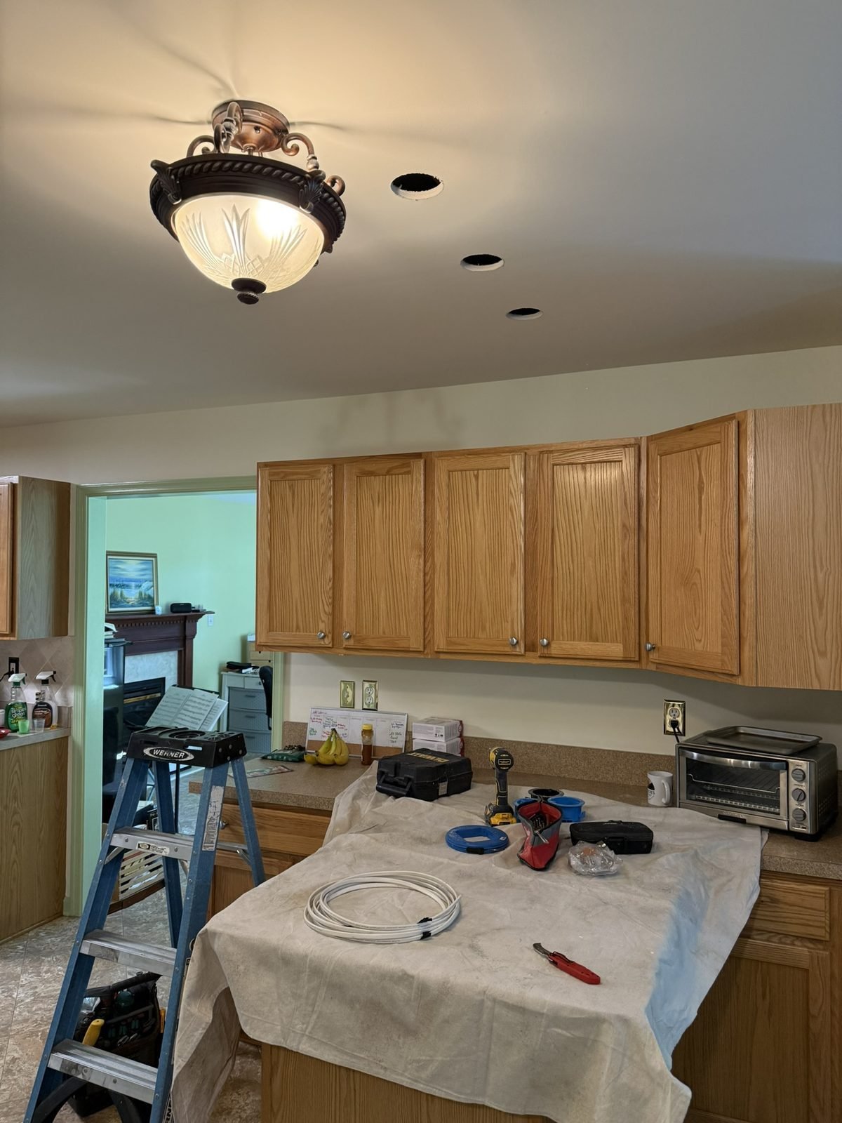 Kitchen pendant lighting in Severna Park, MD, before - Maryland Home Improvement Company