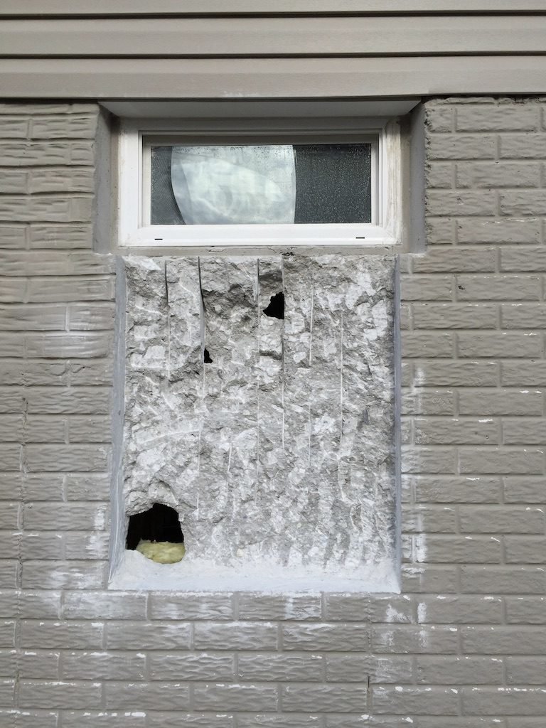 Egress window in Ellicott City, MD, before - Maryland Home Improvement Company