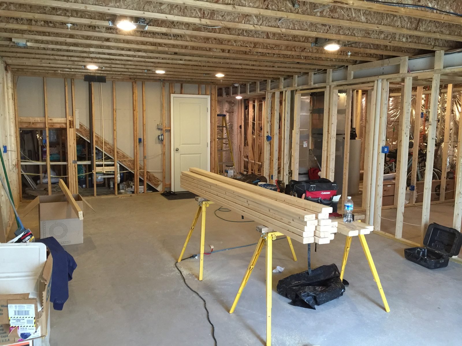 Finished basement in Ellicott City, MD, before - Maryland Home Improvement Company